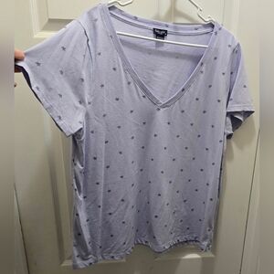 Splendid Purple Relaxed Short Sleeve Tee With Stars, Xxl